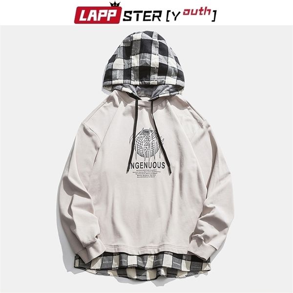 

lappster-youth plaid harajuku oversized hoodies pullovers men korean fashions sweatshirt streetwear hip hop kpop clothing 201126, Black