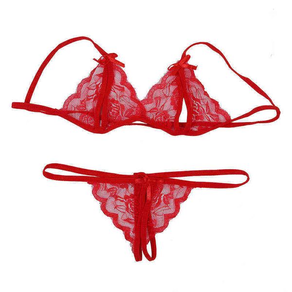 Nxy Sexy Underwear Mulheres Sexy Lace Aberto Arroting Thongs G String Lingerie Underwear + Bra Set Hot 0401
