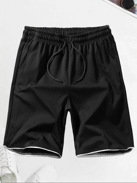 

romwe guys solid drawstring shorts 1219#, White;black