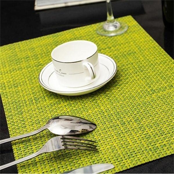 Fyjafon 4/6pieces masa mat pvc anti-kayma placemats ısıya dayanıklı masa paspasları yemek masası yıkanabilir placemat mutiple renkleri 201123