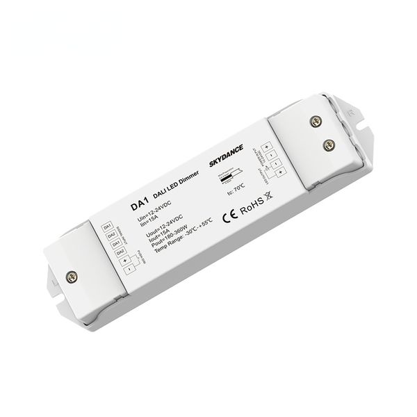 MJJC DALI LED Dimmer 12V DC 24V 1CH 15A PWM Digital Dimming Push Switch Controller para LED Light Light DiMer de cor DA1