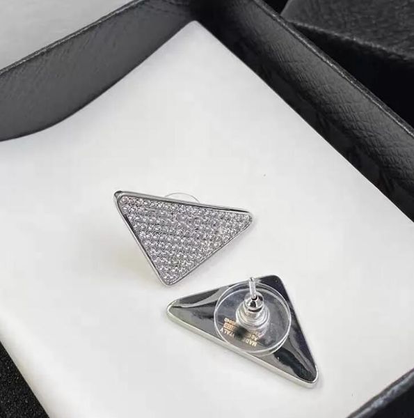

stud ear clip charm luxury jewelry designer original packagingda pjia inverted triangle style earrings with long tassel and oil drop full dr, Golden;silver