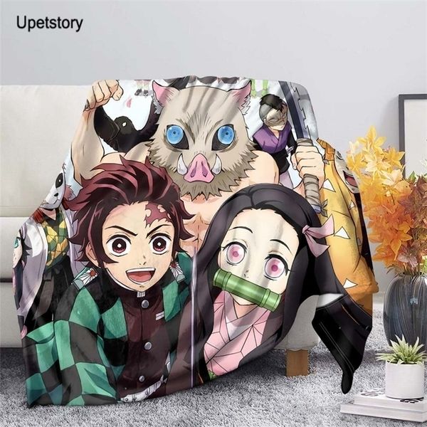 UpetStory Devils Blade Anime Home Textile Demon Dämon Slayer Kimetsu no yaiba Kamado Tanjirou Nezuko Doppelplüschlamm Down Decke 20113