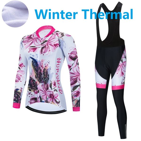 2024 Pro Women Winter Radfahren Trikot Set Long Sleeve Mountain Bike Cycling Clothing Atmungsfreie MTB -Fahrradkleidung tragen Anzug B4