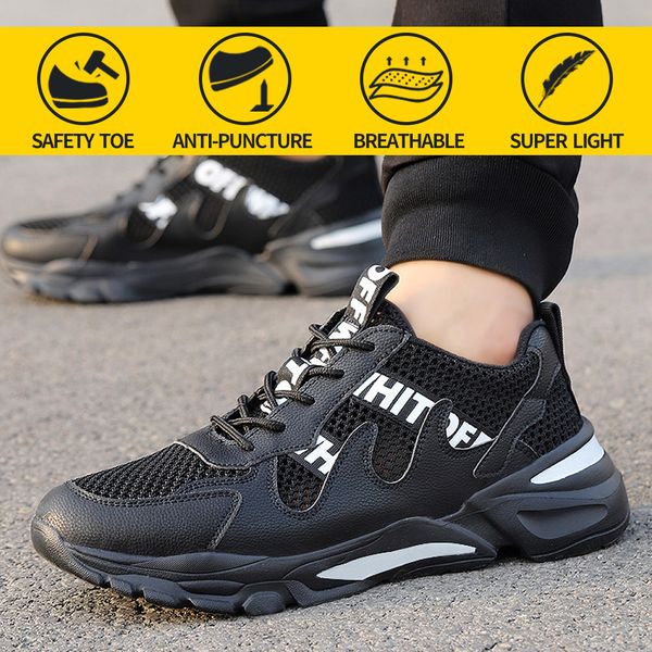 

work safety shoes men steel toeanti-smashing puncture proof soft light comfortable indestructible protective boots women sneaker, Black;brown