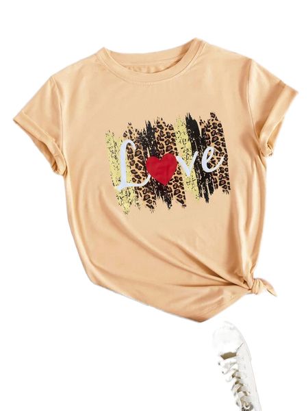 

leopard and letter graphic tee r5ny#, White