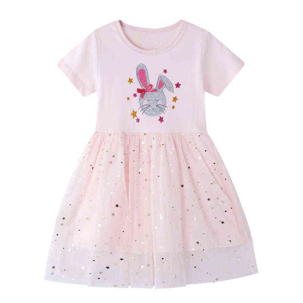

little maven summer dress for new year 2022 baby girls rabbit lovely vestidos cotton soft and comfort casual clothes for kids g220428, Red;yellow