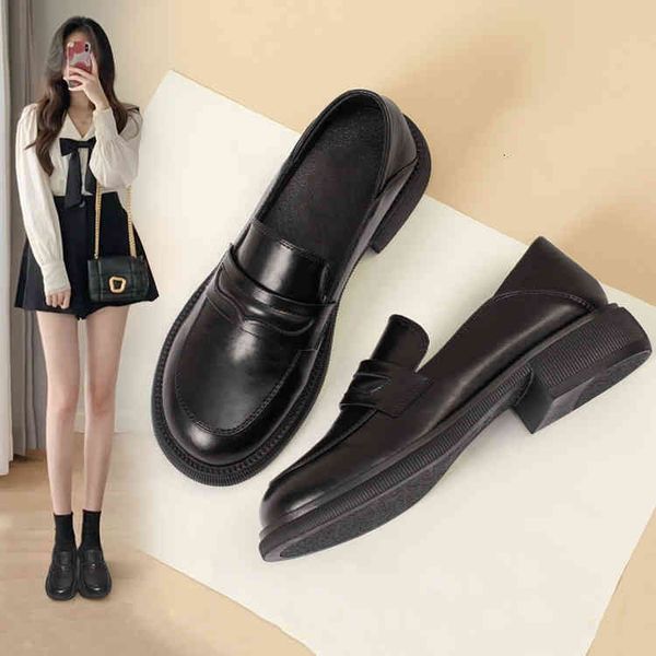 

dress shoes lefu shoes leather women's soft spring versatile casual small british fashion single, Black