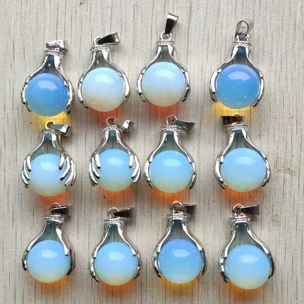 

elling opal stone hand hold ball claw charms healing reiki pendants for jewelry making, Bronze;silver
