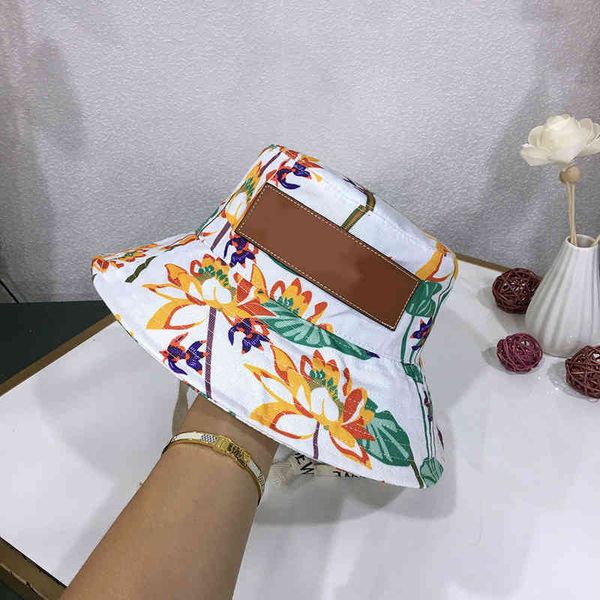 

cloches luojia flower printed fisherman hat net red with windproof rope, Blue;gray