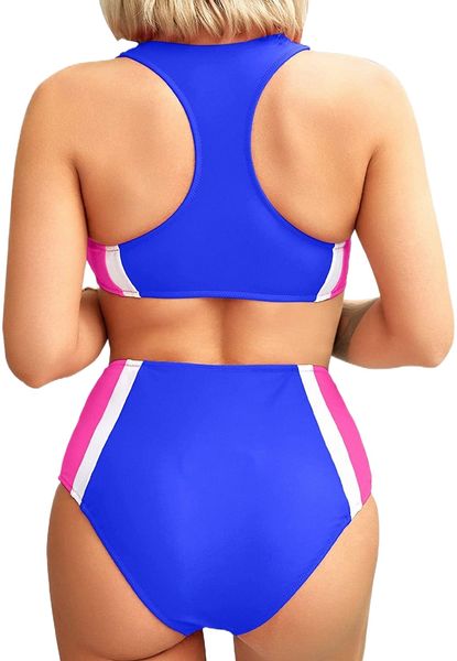 

crop high waisted swimsuit sport high cut bikini set two piece bandeau bathing suits n99u#, White;black