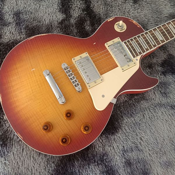 

custom shop gary moore peter green honey sunburst flame maple relic electric guitar one piece neck