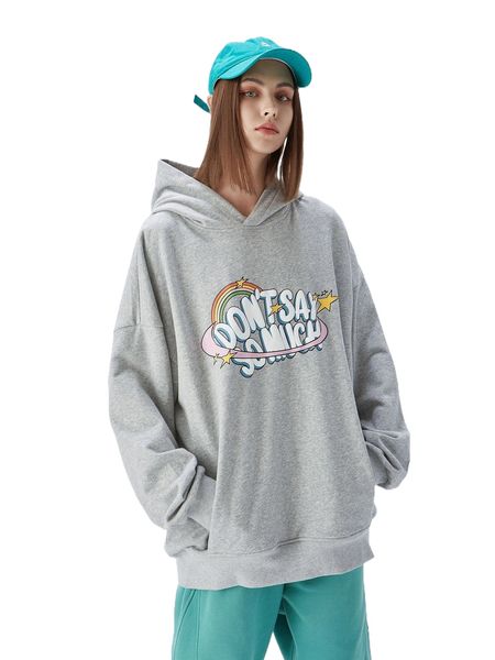 

letter and rainbow print drop shoulder hoodie j4rl#, Black