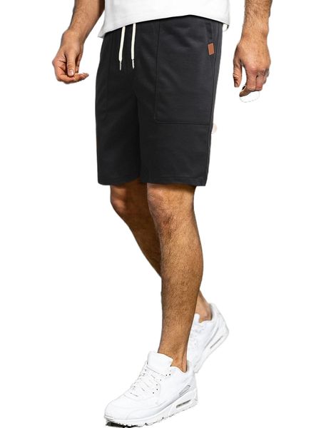 

men patched detail drawstring shorts w5ii#, White;black
