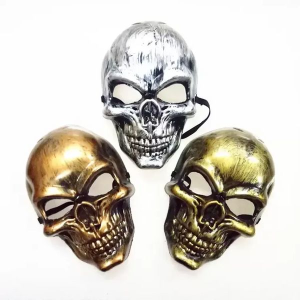 Halloween Adultos Skull Mask Plástico Ghost Horror Mask Gold Silver Skull Máscaras de face Unisisex Halloween Máscaras de festa de festas Prop DBC B0627015