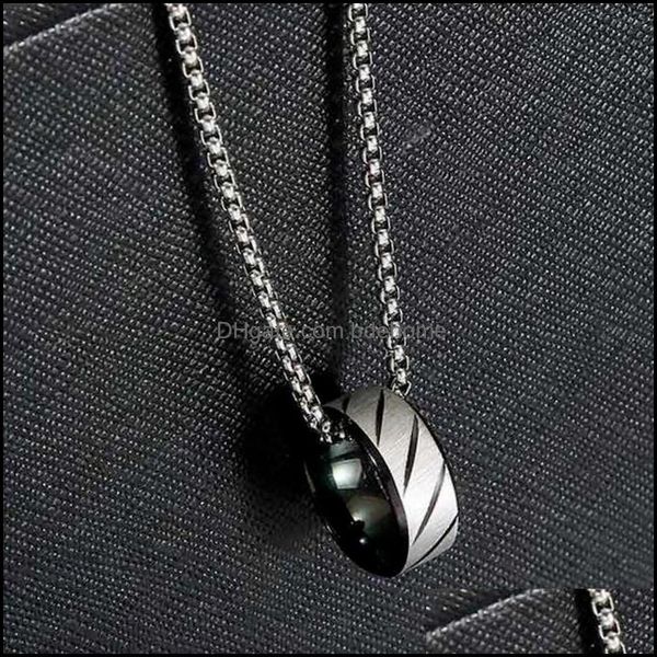 

pendant necklaces pendants jewelry titanium steel ring for women men trendy fashion hip hop matte neckal dhycw, Silver