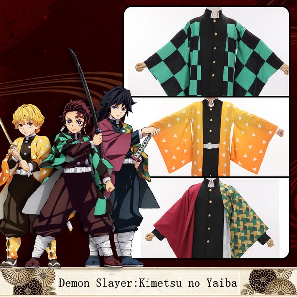 

demon slayer cosplay haori kimono costumes agatsuma zenitsu kamado tanjirou tomioka giyuu cosplay clothing cloak suit, Black