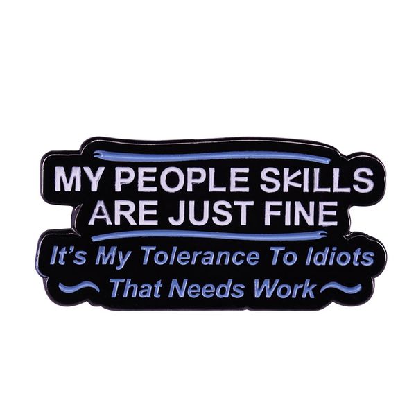 

lettered banner brooch funny satirical badge, Blue