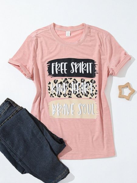 

1pc letter & brush print tee x4ok#, White