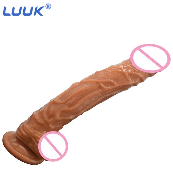 LUUK Langer Dildo, realistische Blutgefäß-Imitation, Penis-Imitator für Frau, kein Vibrator, Masturbation, Spielzeug für Erwachsene, Gummi-Schwanz