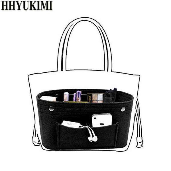 

hhyukimi vilt doek inner bag vrouwen mode handtas multi-zakken opslag cosmetische organizer tassen bagage accessoires 220611