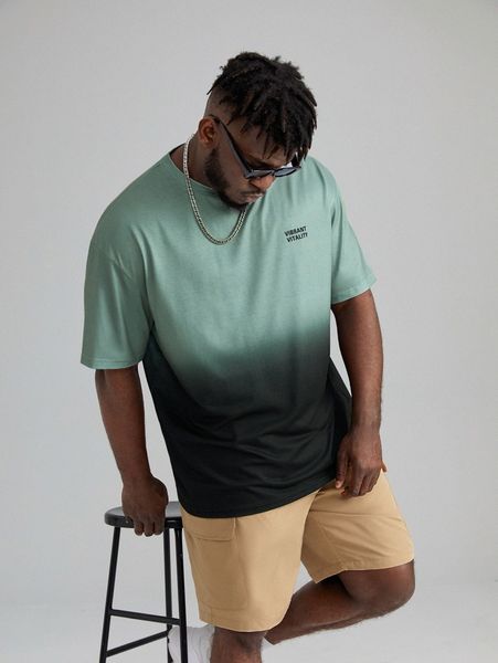 

extended sizes men ombre & letter graphic tee c9js#, White;black