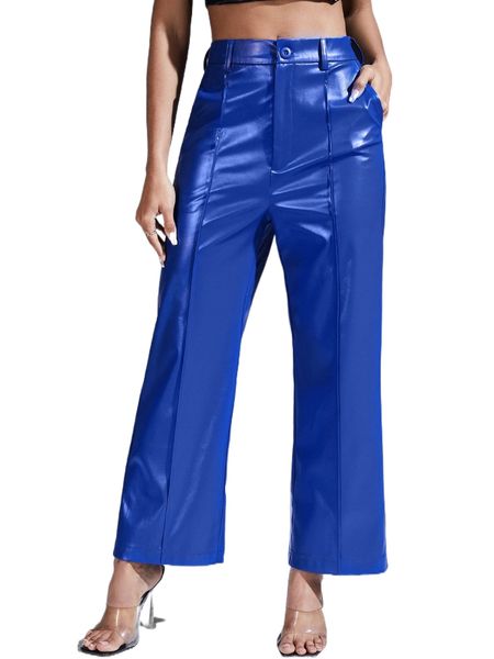 

seam front patent pants 55qe#, Black;white