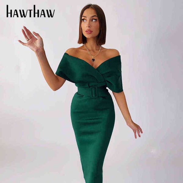 Mulheres sexy outono festa clube aniversário aniversário bodycon verde midi lápis vestido 2021 outono atacado lotes lotes granel roupas y220413