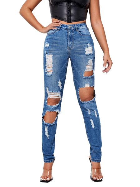 

sxy ripped detail skinny jeans p0ro#, Blue