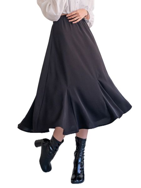 

dazy high waist godet hem skirt d1jw#, Black