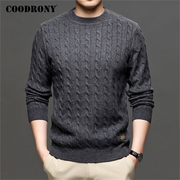 

coodrony brand sweater men streetwear fashion knitwear jumper o-neck pullover men clothing autumn winter casual sweaters c1191 201221, White;black