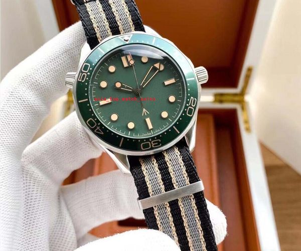 

elling classic 2 styles 007 men wristwatches 42mm dial ceramic bezel no date cloth strap mechanical automatic men's watches no box, Slivery;brown