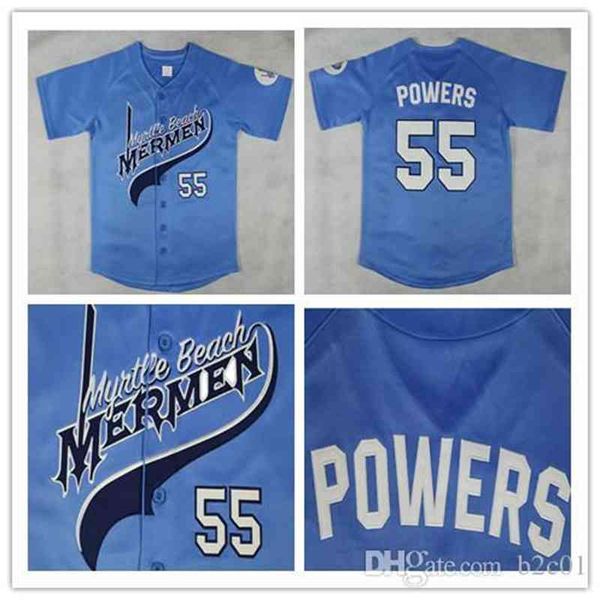 

kenny powers #55 myrtle beach mermen baseball jersey blue, Black