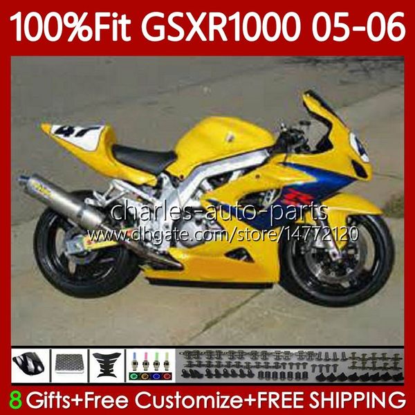 OEM Code Code для Suzuki GSXR-1000 GSXR 1000 CC GSXR1000 2005 2006 желтое синее тело 122Но.131 K5 1000CC 2005-2006 GSX R1000 GSX-R1000 05 06 набор обтекатель