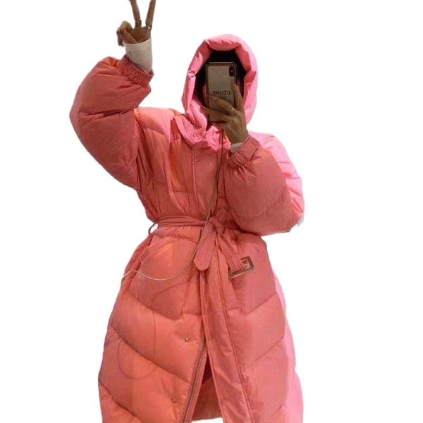 

women's down & parkas nowsaa korean belt long knee jacket women parka coat casual waist bread spring autumn winter thick warm simple ou, Black