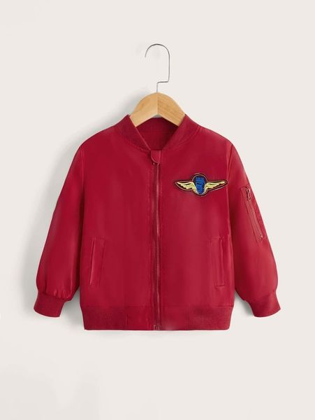

toddler boys wing embroidered patched bomber jacket she, Blue;gray
