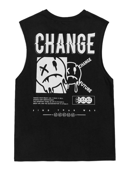 

men expression & slogan graphic tank o7mx#, White;black