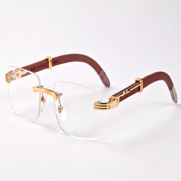 

new fashion sports buffalo horn glasses sunglasses for women retro wooden rimless glasses frame clear black brown multi lens261s, White;black