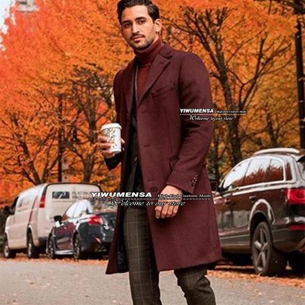 

men's suits & blazers autumn winter burgundy warm jacket slim fit men groom business blazer double breasted overcoat tweed wo2542, White;black