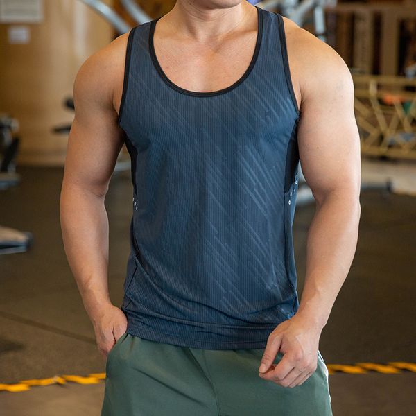 

men bodybuilding tank gym workout fitness quick drying sleeveless shirt running vest male summer sports 220622, White;black