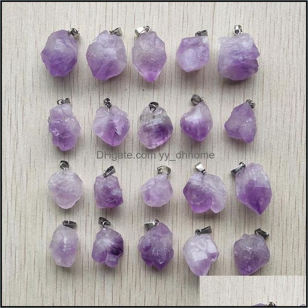 

charms natural irregar shape purple amethyst druzy stone pendants for necklace accessories jewelry making drop delivery 2021 yydhhome dhava, Bronze;silver