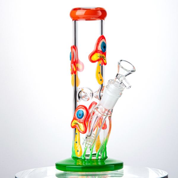 8,7-Zoll-Wasserpfeifen, die im Dunkeln leuchten, Glasbongs, 3D-Handwerk, Pilz-Diffusions-Downstem-Öl-Dab-Rigs, gerader Perkolator, 18-mm-Innengewinde mit Schüssel LXMD20104