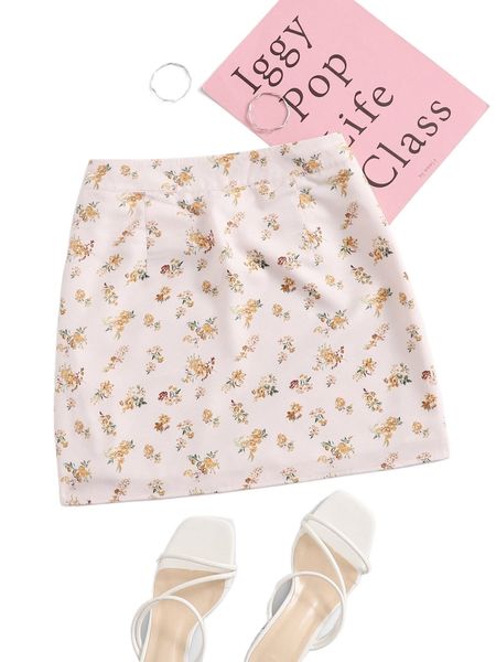 

ditsy floral zipper side bodycon skirt w0yv#, Black