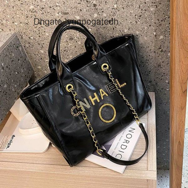 

classic luxury women's handbags evening bags ch designer metal letter badge tote bag small mini body leather beach handbag large female