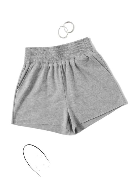 

shirred waist slant pockets track shorts d3ic#, White;black