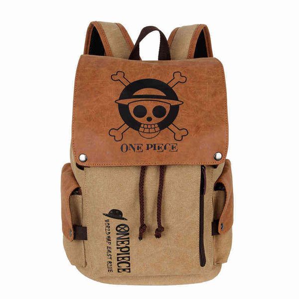 Anime Zaino da viaggio Bagpack Rufy One Piece Cosplay Eren Borsa Cartoon Canvas Outdoor Adolescenti Zaino per laptop Borse a spalla AA220316