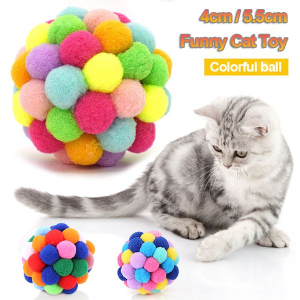 Party Favor 4 cm/5,5 cm lustige Katze interaktives Spielzeug kreative Mode niedliche Plüschbälle gefälschte Federglocke Katze Kauzähne Reinigung Haustierspielzeug