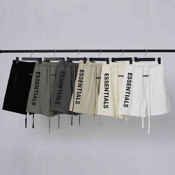 

high street shorts fashion brand essentials double thread embossed three dimensional letter printing men's and women's casual hip, White;black