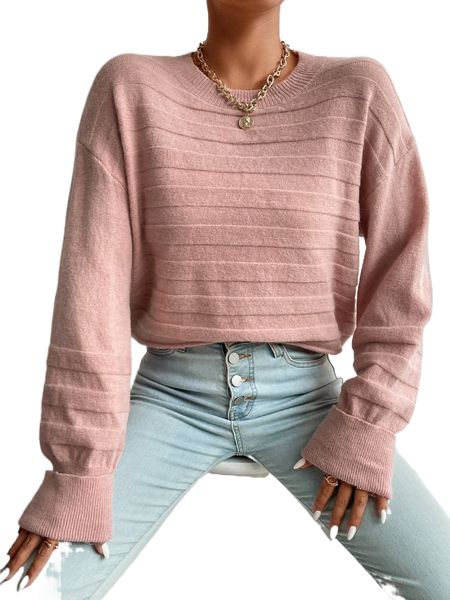 

drop shoulder round neck sweater q4q9#, White;black