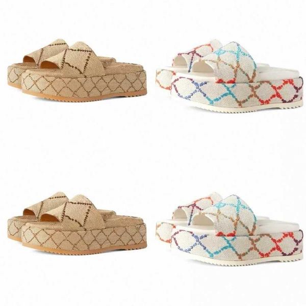 

women's platform sandals slippers slide fashion g designer luxury flat high heels flip flops shoes embroidered platform rubber sandal c, Black